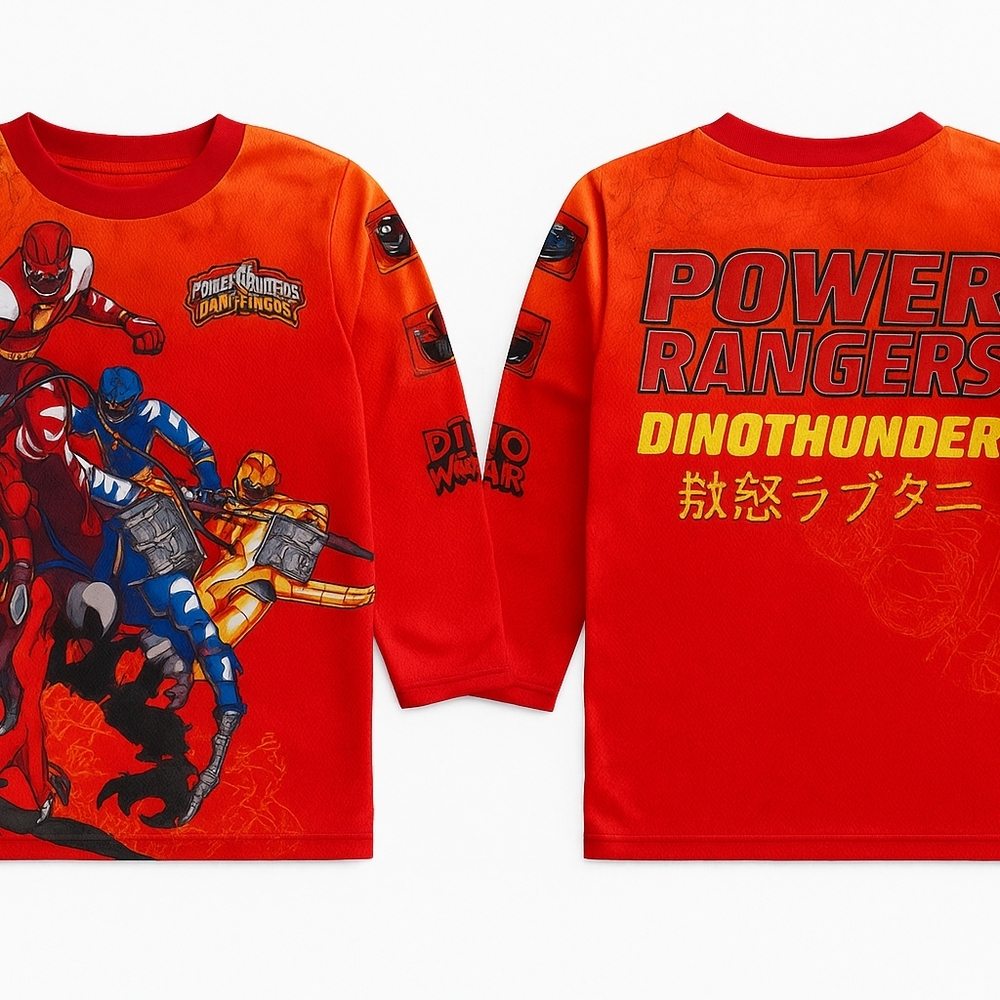 Vintage Power Rangers Dino Thunder Tee Jersey Boys S 5 6  2004 Shirt L/S